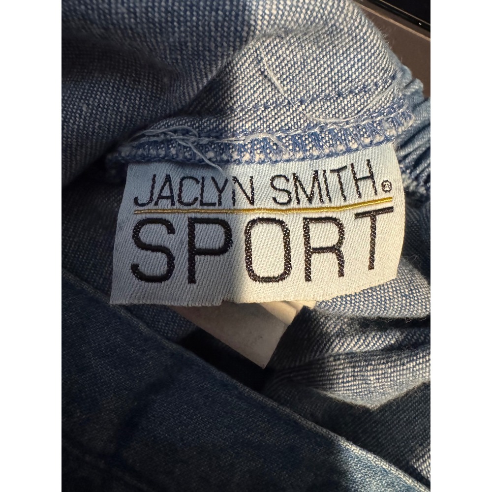 Jaclyn Smith Sport Vintage 90s Denim Long Skirt Embroidered Floral Blue Medium - Picture 7 of 10